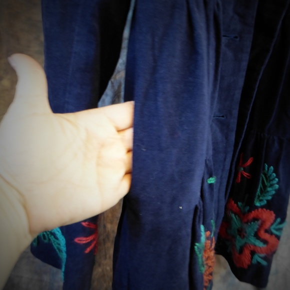 Judith March Navy Embroidered Coat Size L - Picture 4 of 6